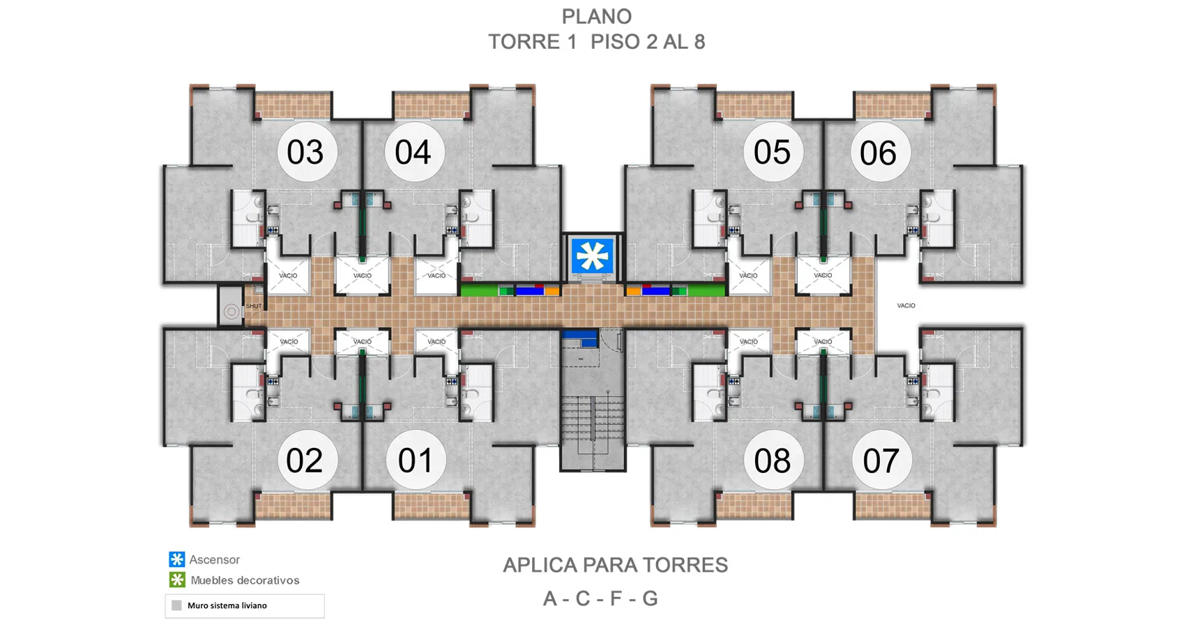 Plano de torre Macadamia - Vivero Parque Residencial, apartamentos en Cali.